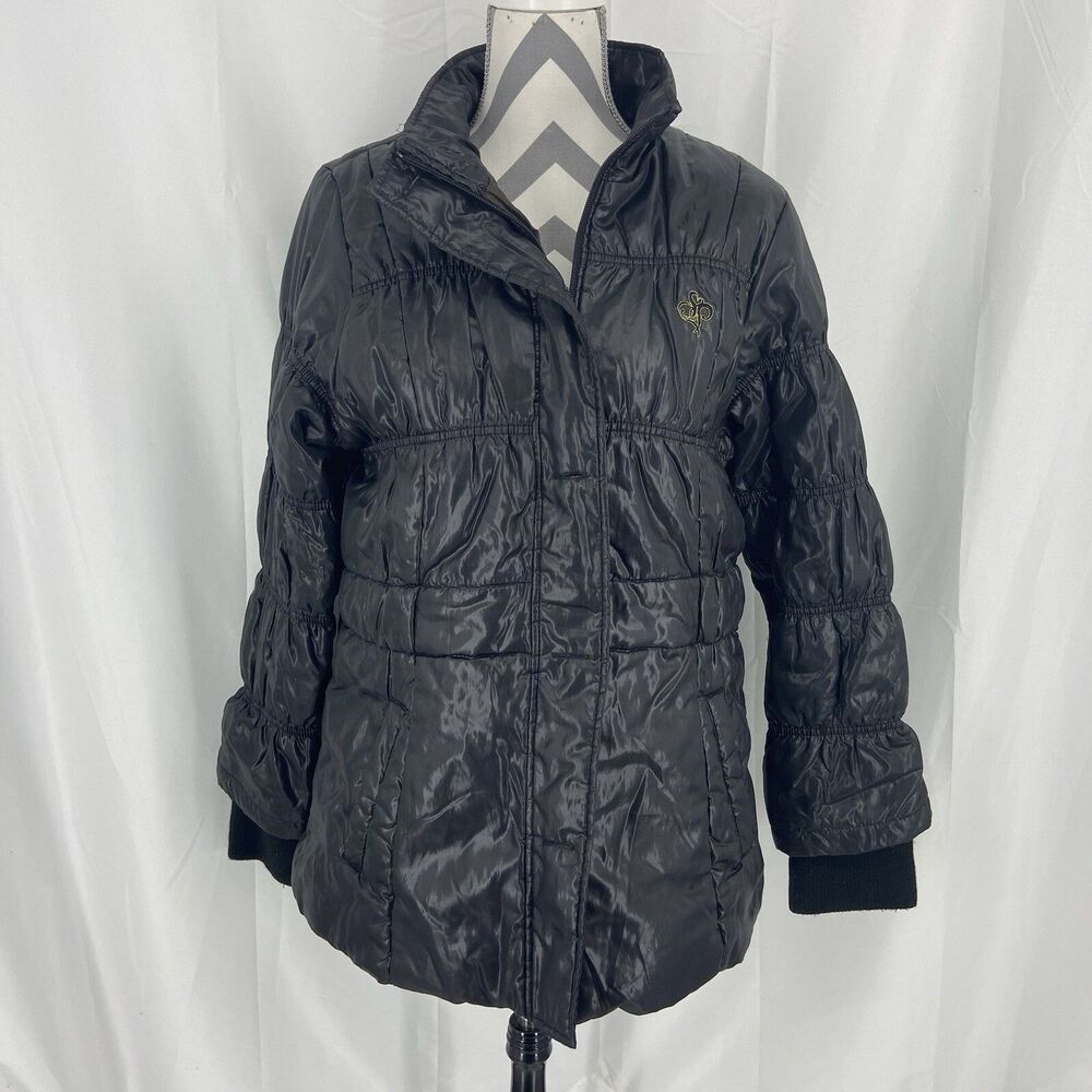 South Pole Rare Black & Gold Logo Y2K Vintage Hip-hop Women's Puffer Jacket XL